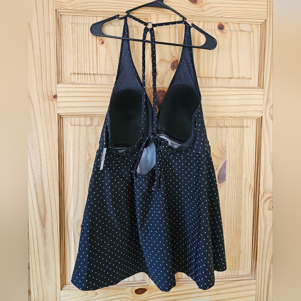 Torrid Black and White Polka Dot Swim Top - Picture 2 of 5